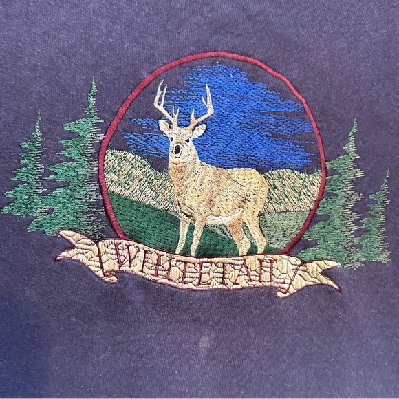 Vintage Nature Whitetail Deer Crewneck Sweatshirt Embroidered - Picture 5 of 8